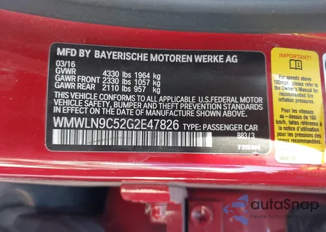 2016 Mini Clubman Cooper S z USA, uszkodzony, nr VIN WMWLN9C52G2E47826